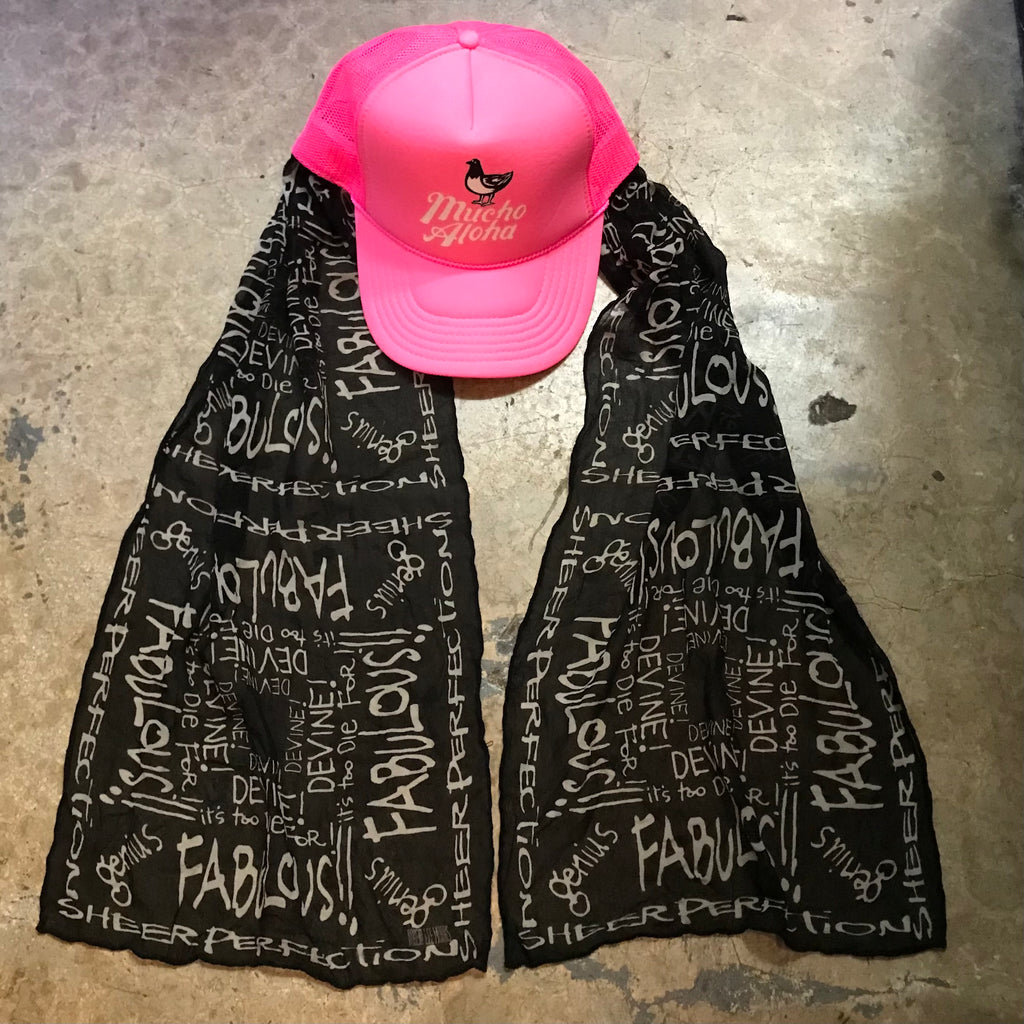 Flo Pink Mucho Aloha / Black and White Scarf