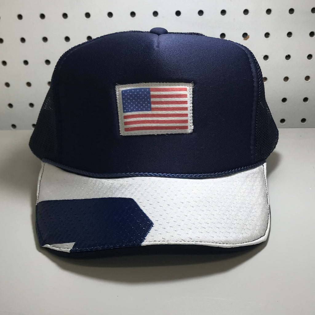 NHHS x YG TH17 American Flag Game Worn Football Uniforms Trucker Hat #1