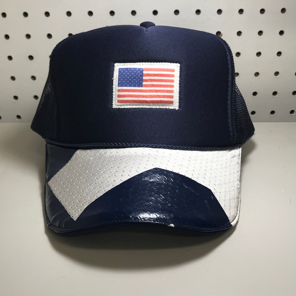 NHHS x YG TH18 American Flag Game Worn Football Uniforms Trucker Hat #3