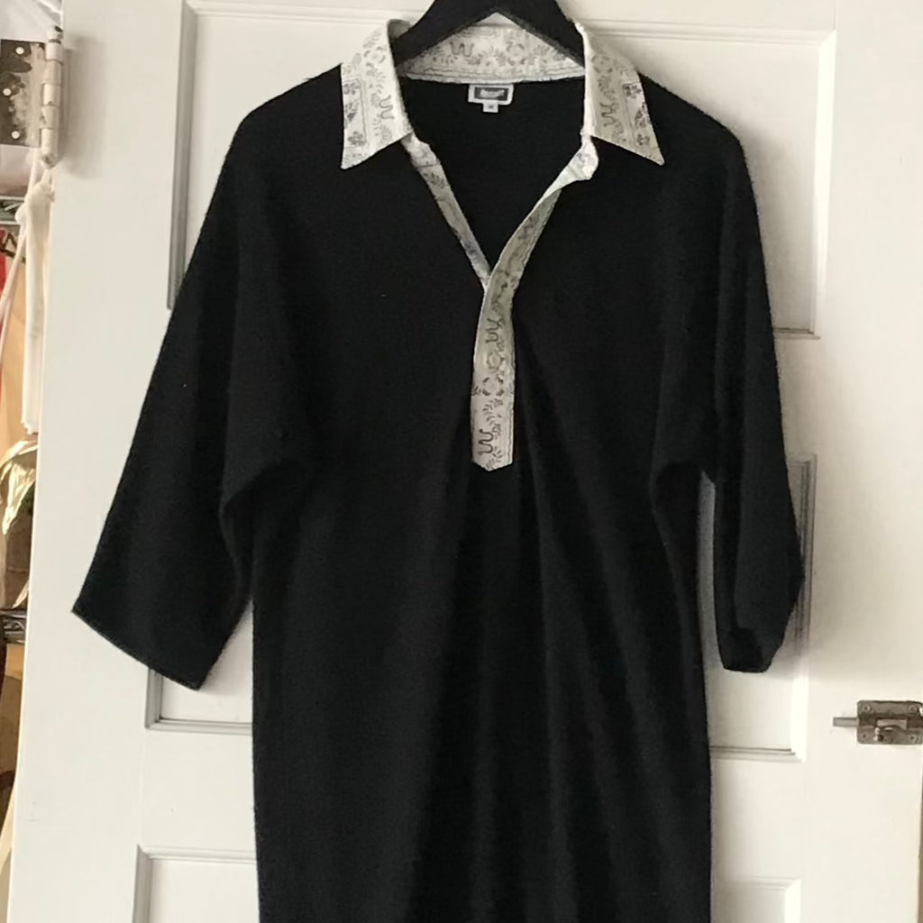 LIND BLACK CASHMERE DRESS WITH REYNE SPOONER COLLAR