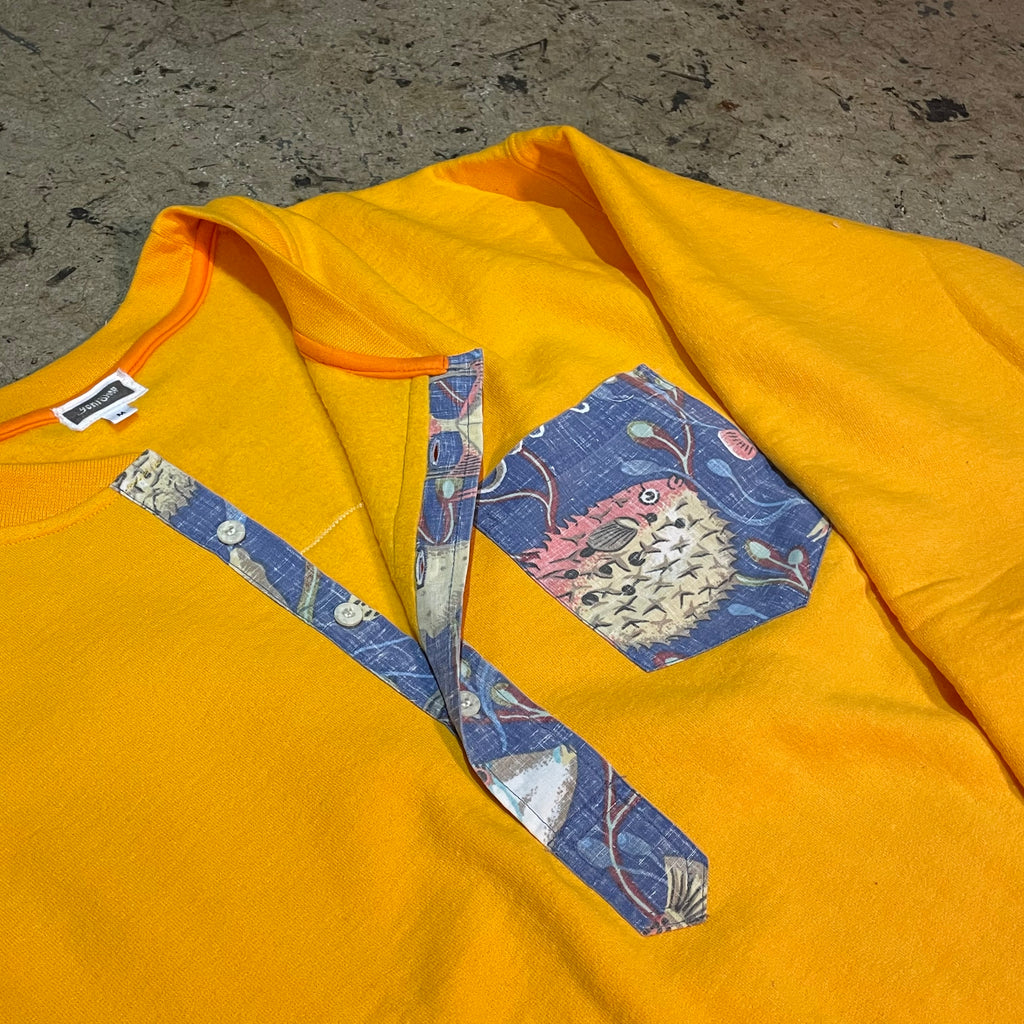 Yokishop Original - Yellow Aloha Henley Sweatshirt