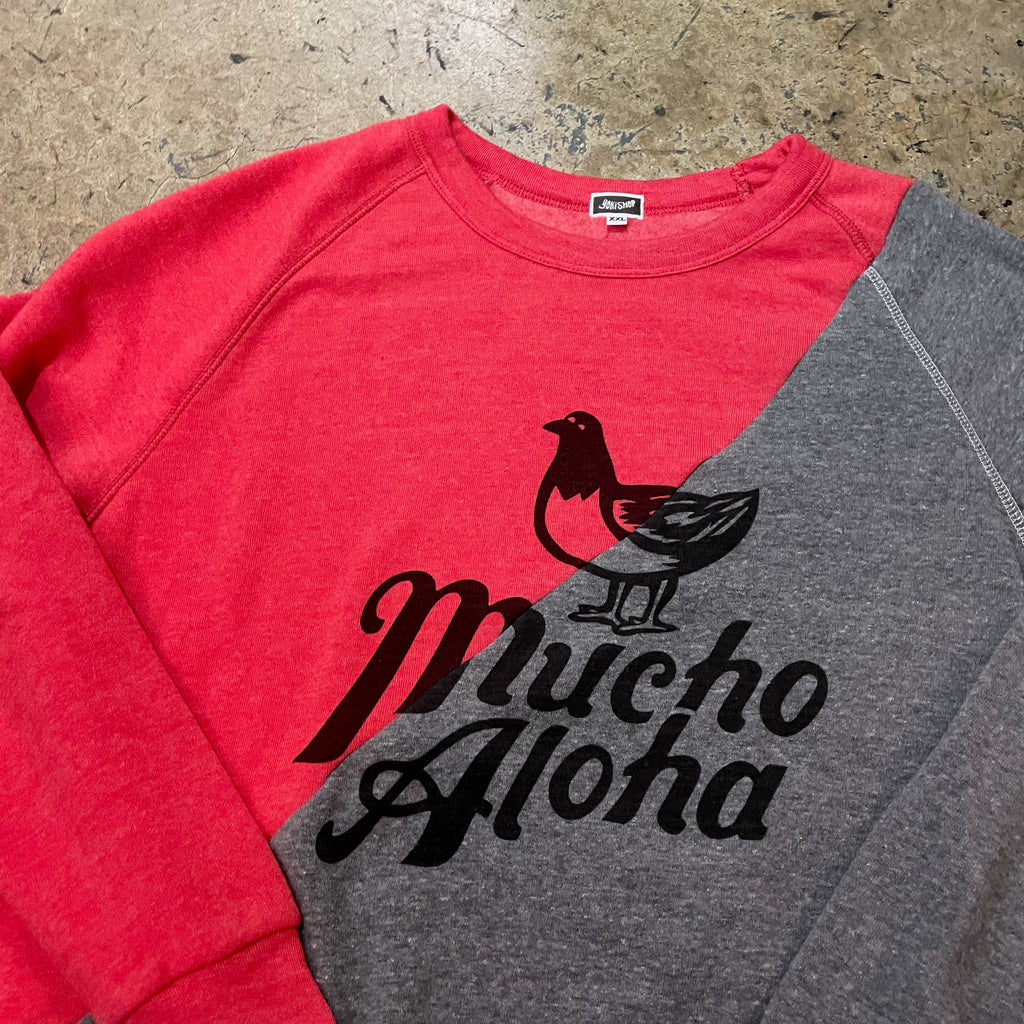 Mucho Aloha - XXL Red & Grey Split Crewneck