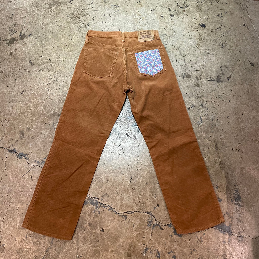 Yokishop - Floral Pocket Cognac Corduroy Levi Pants