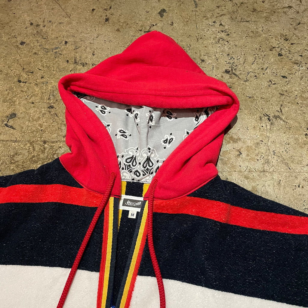 Yokishop - Red Yellow Blue Striped Beach Towel Hoodie