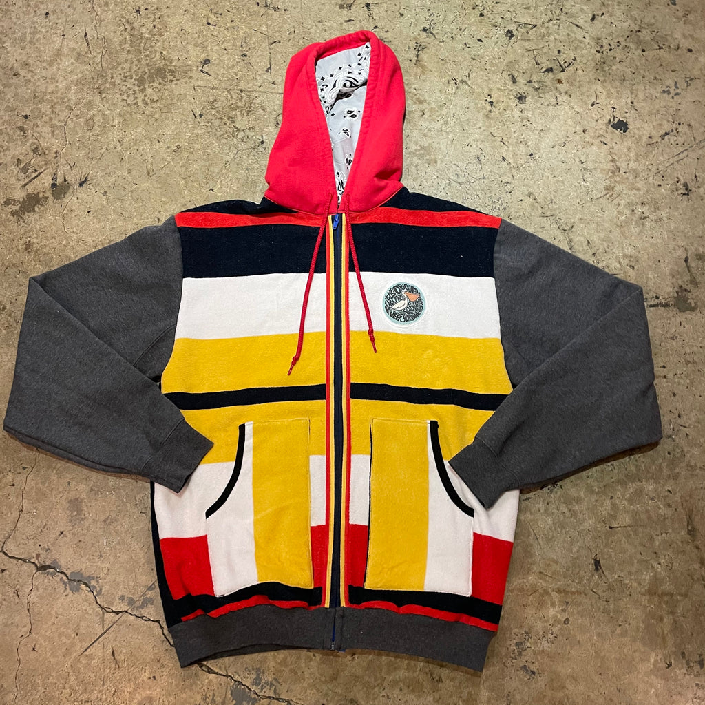 Yokishop - Red Yellow Blue Striped Beach Towel Hoodie