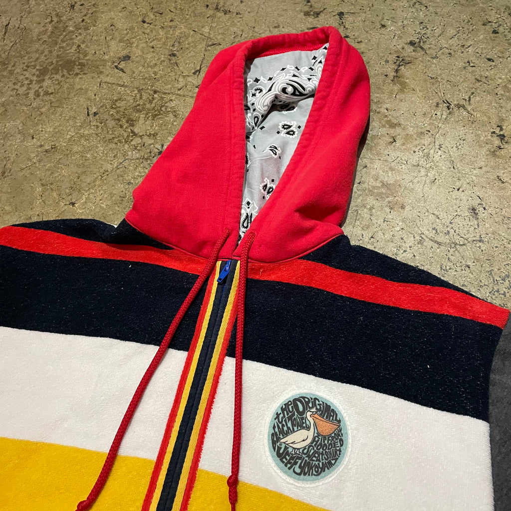 Yokishop - Red Yellow Blue Striped Beach Towel Hoodie