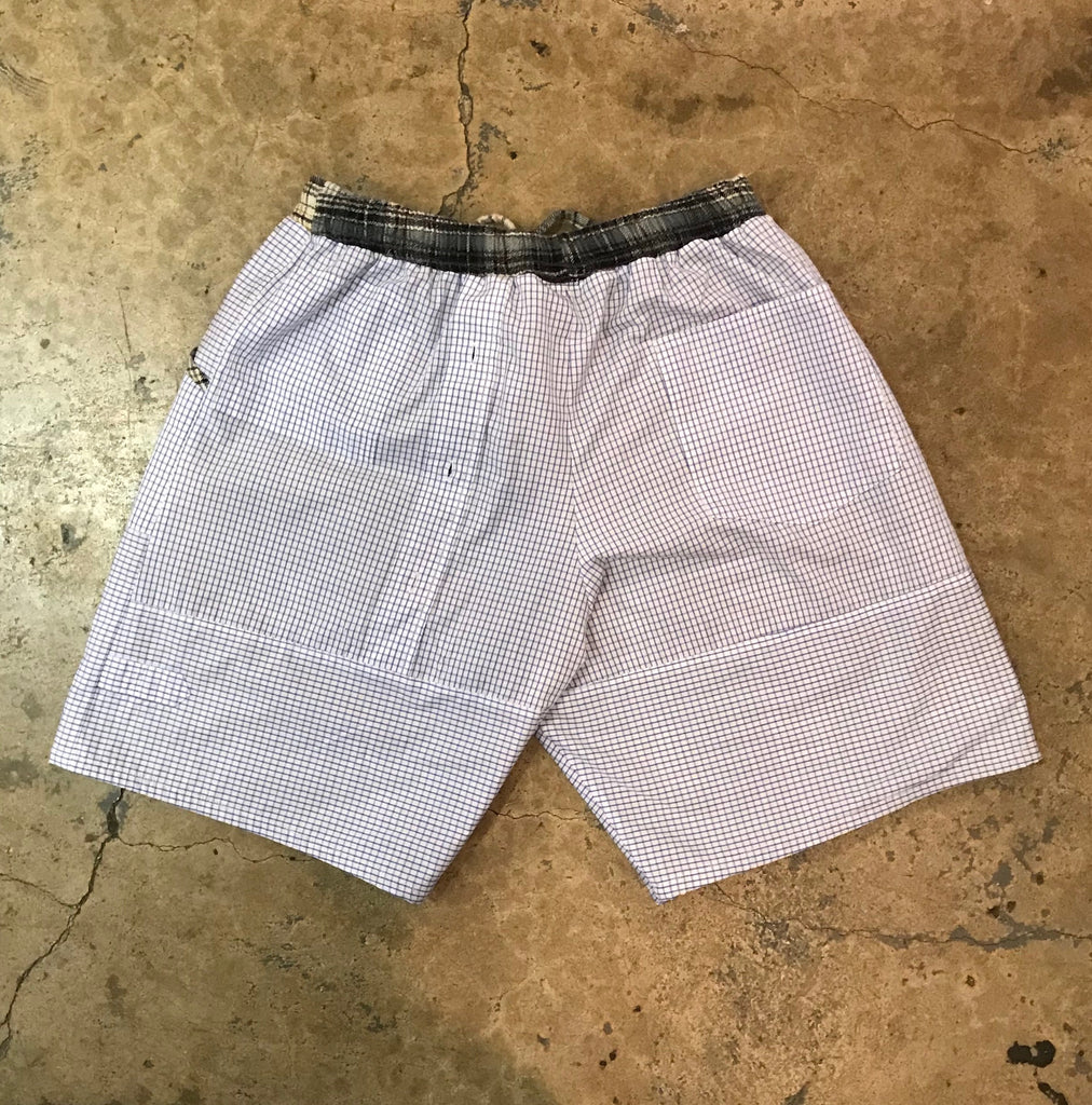 Yokishop - Blue & Gold Plaid Pajama Reversible Shorts