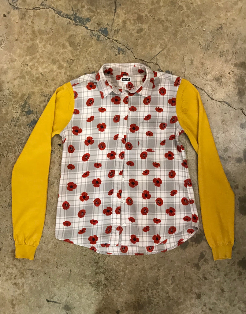Yokishop - Floral Print Cashmere Sleeved Button Down