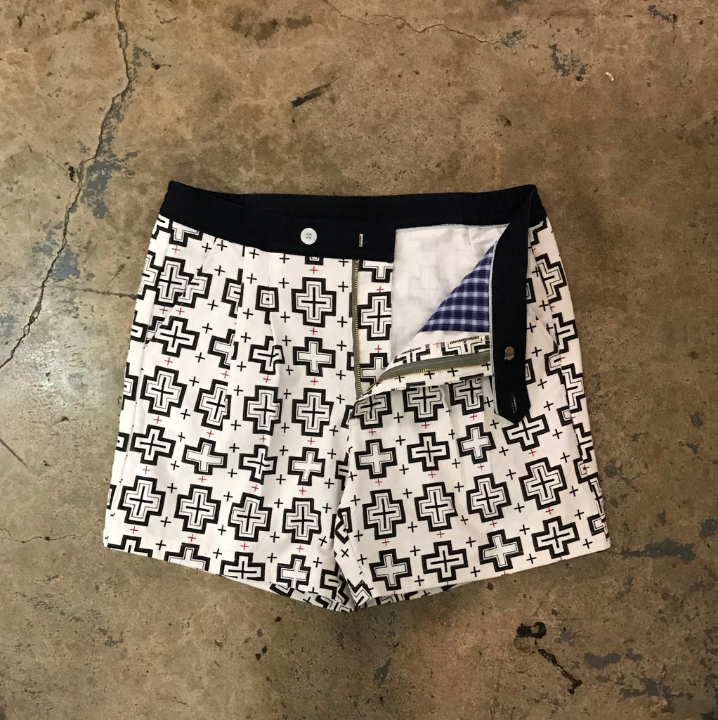 Yokishop - Printed “+sign” Corduroy Shorts